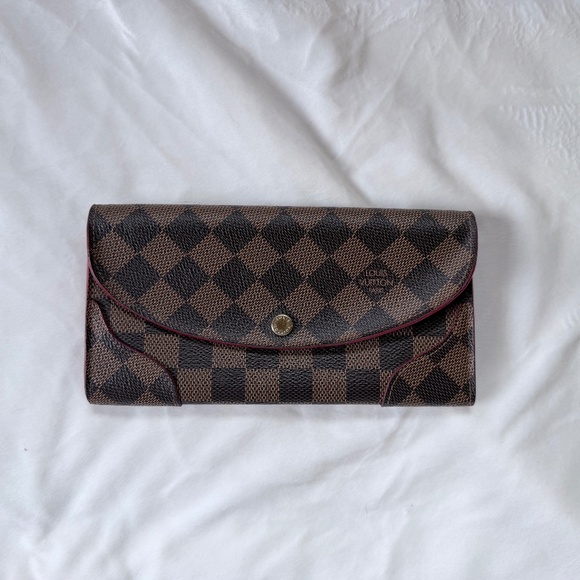 Louis Vuitton Handbags - Louis Vuitton Caissa Wallet Damier Ebene Red Interior
